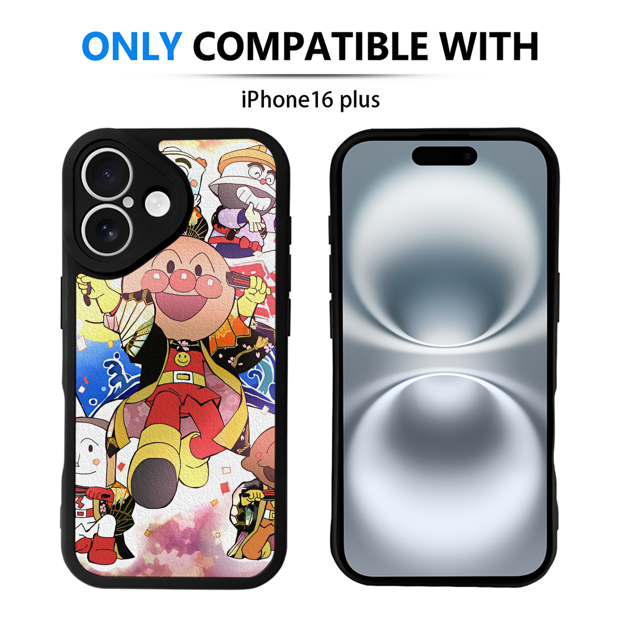 （画像用） アンパンマン Anpanman 【iPhone 16シリーズ対応】シリコンスマホケース（レザー調） 材質：シリコン